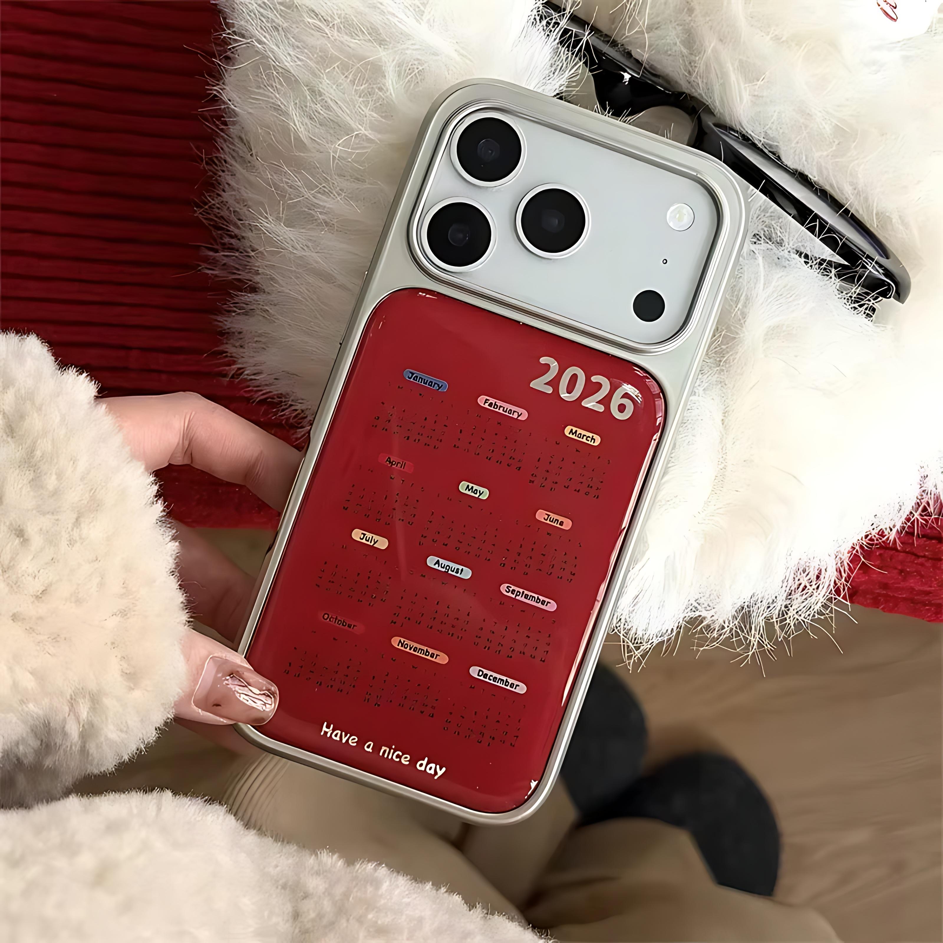 

Red 2026 New Year Clendar Phone Case for iPhone 17 16e 16 15 14 13 12 11 Air Pro Max X XR XSMAX 8 7 Plus Luxury Clear Back Cover iPhone 11
