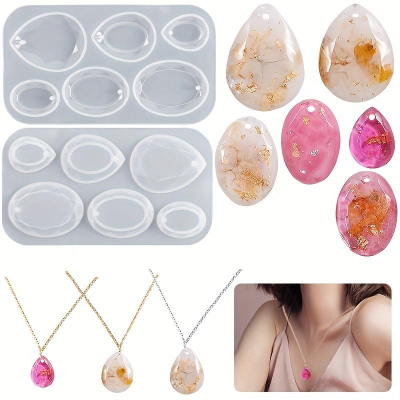 Crystal Epoxy Resin Cut Surface Oval Water Drop Pendant Silicone Mold Diy Earring Pendant Keychain Mold