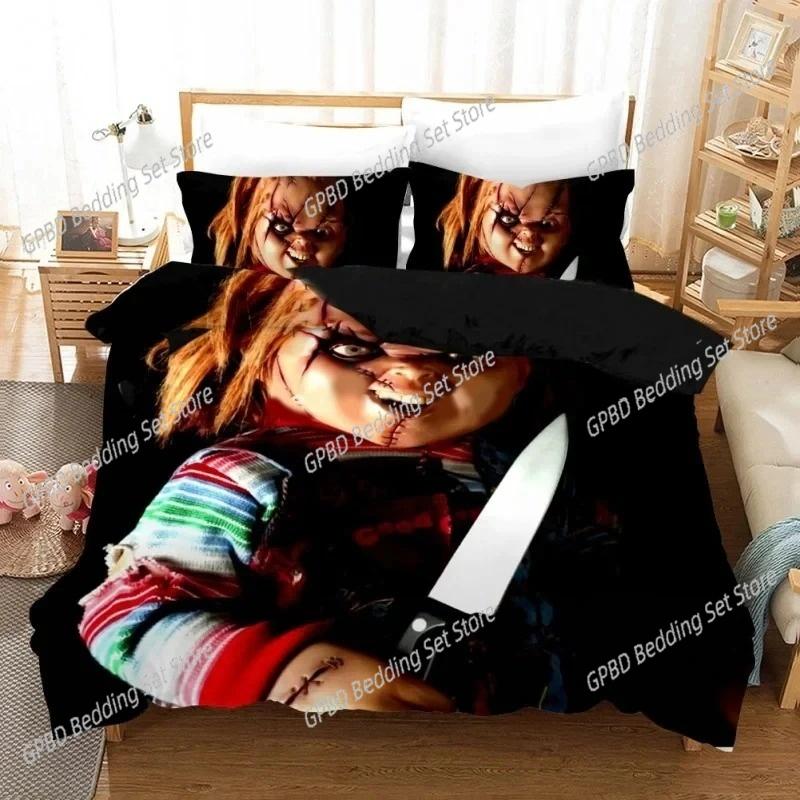 Comforter Horror Movie Child Of Play Chucky Bedding Set 3D Printed Suitable For Bedroom Kids Home Textile