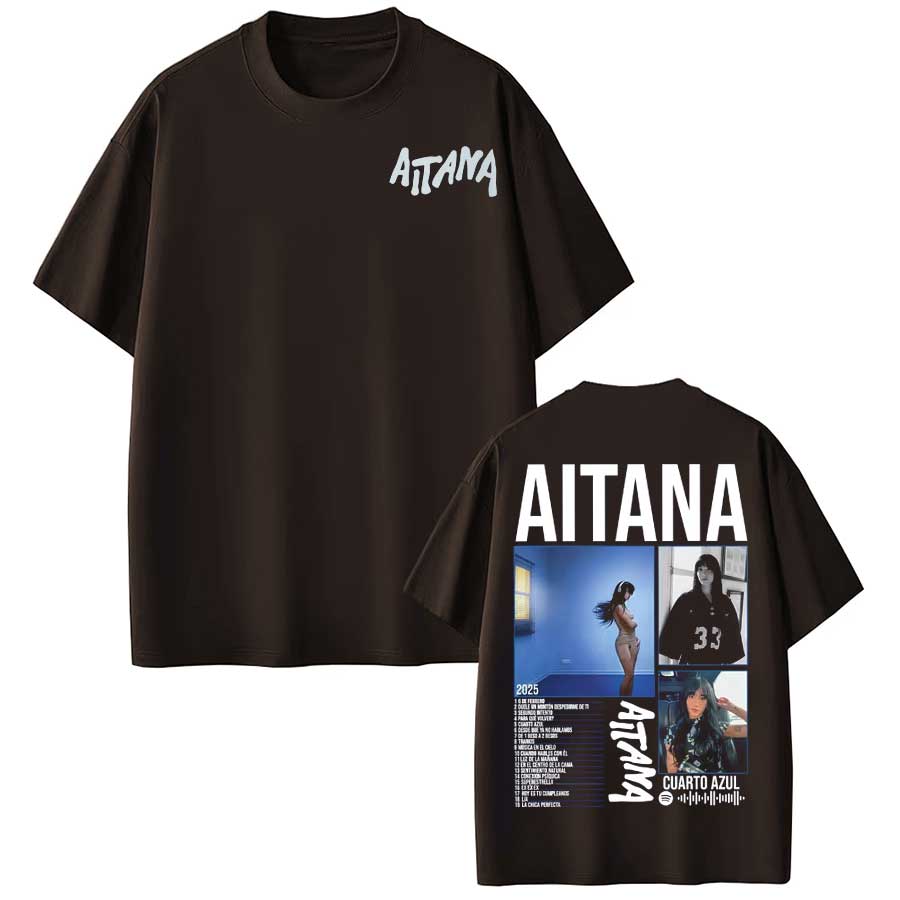 

Футболка с графическим принтом из тура Aitana Cuarto Azul для мужчин и женщин Streetwear Топы 100% Хлопок Футболка 09282 S