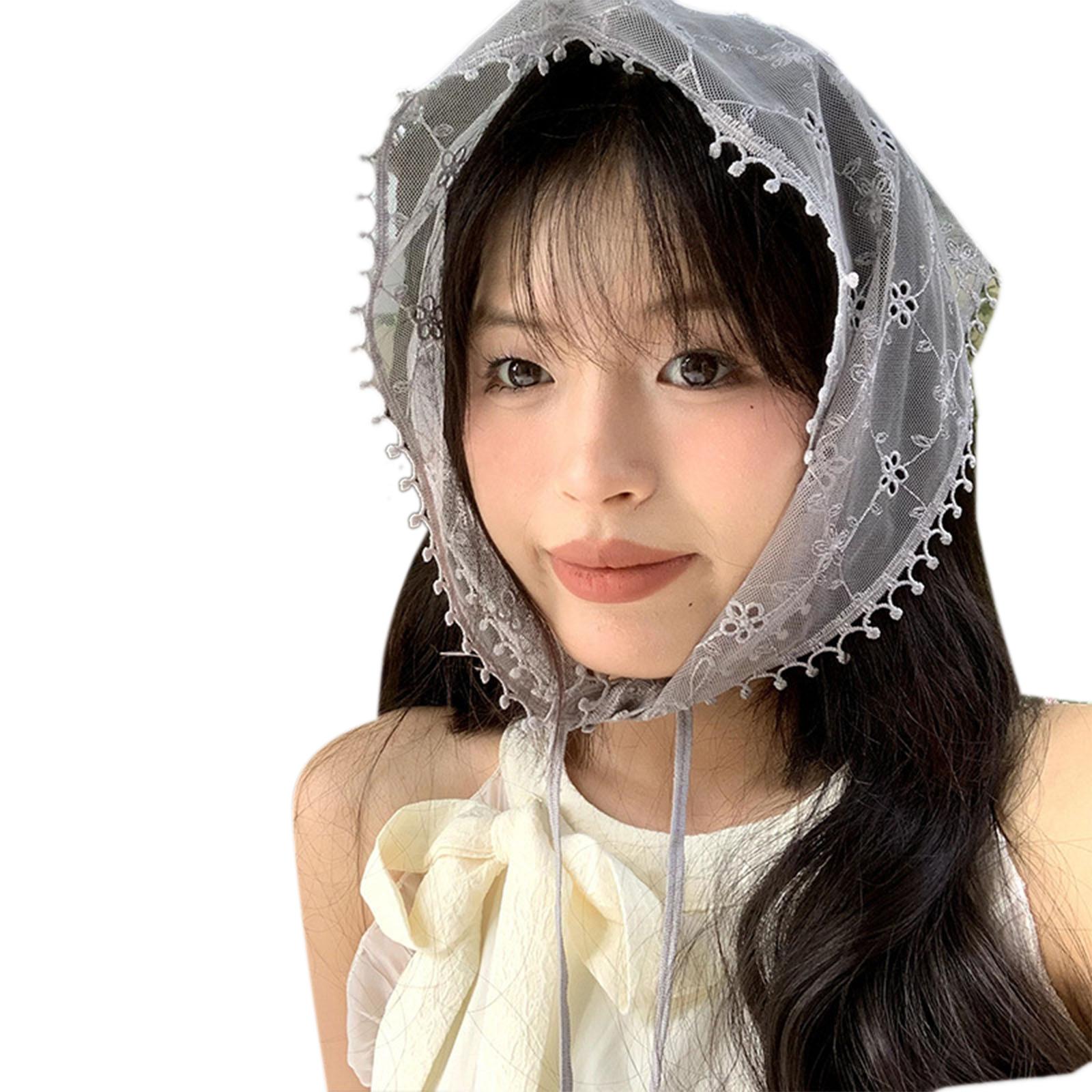 

Summer Lace Hairband for Women Triangle Hairscarf Hair Kerchief Headband Bandanas Female Hairpiece Elegant Decorations серый