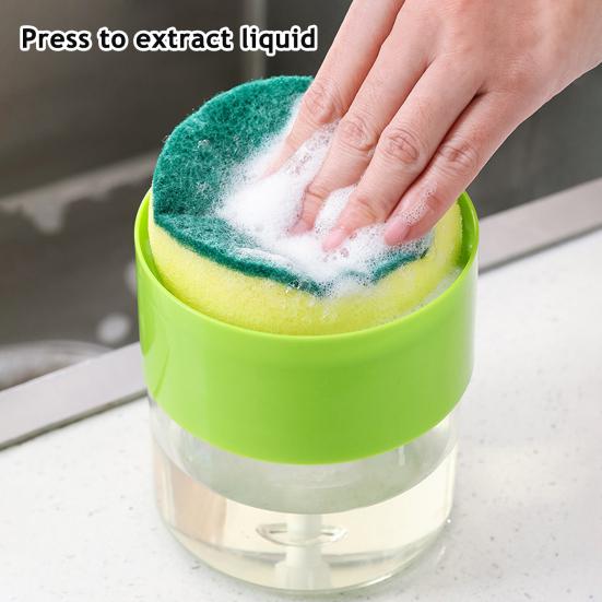 Dispenser Sapone Spugna Rotonda Azionamento a Una Mano Vassoio Inferiore Antigoccia Dispenser Sapone per Bancone Accessori Cucina