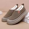 Women Cozy Slip-On Winter Boots with Warm Brown Fabric and Non-Slip PVC Sole