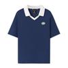 Comfortable Skin-Friendly Versatile Short Sleeve Nautical Style Polo Shirt Women Tops Navy-Blue L225W115-00DU