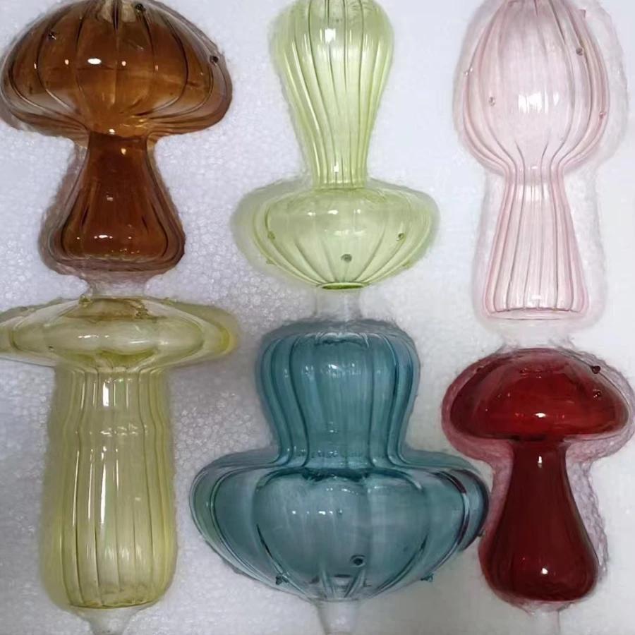 Colourful Mushroom Vase Plant Glass Plant  Bud Vase Decoration Garden Glass Aromatherapy Vase Living Room Desktop Combination