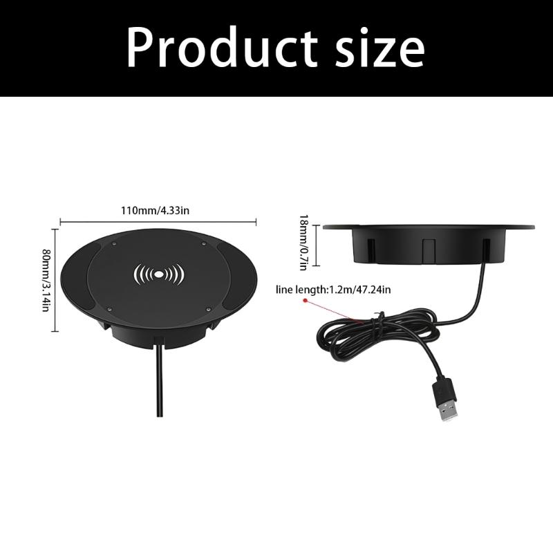 Universal Hide Wireless Phone Chargers 10W Quick Charge Under Desk Install For Multiple Surfaces Keep Workspaces Clean