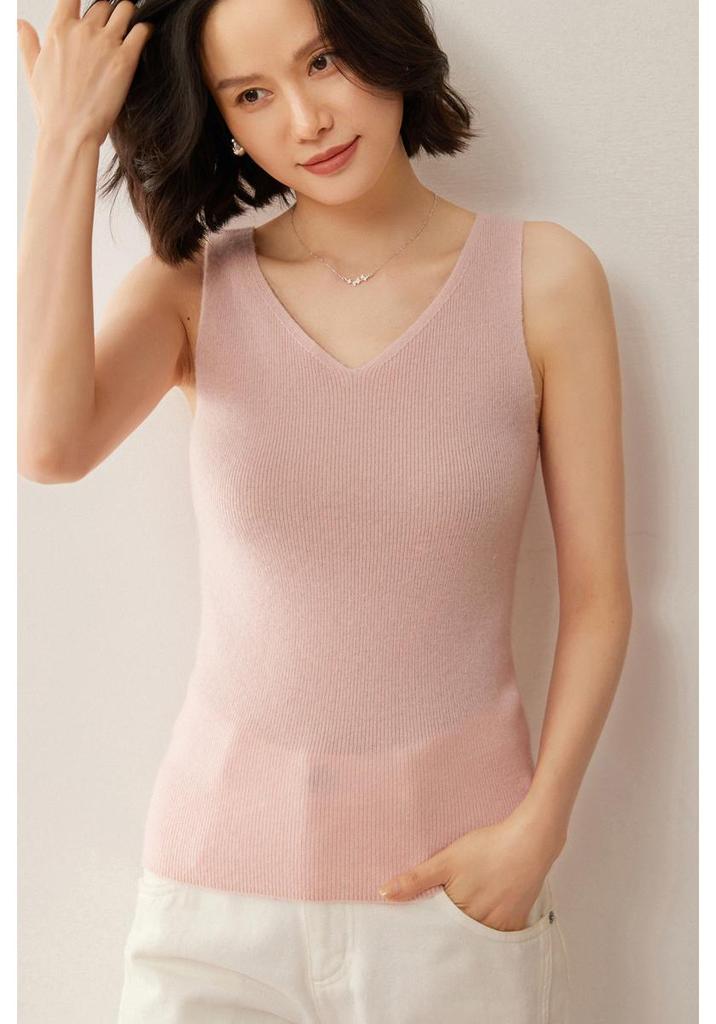 Casual Double V-Neck Cashmere Vest - Loose, Comfortable Fit, Ready-to-Wear, Warm for Autumn/Winter, Versatile Everyday Style