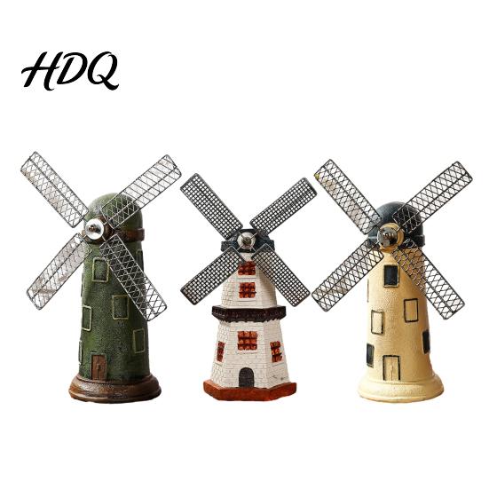 Country Style Desktop Decor Dutch Windmill Ornaments Mini Vintage Holland Statue Resin Artwork Durable Classic Model Rustic Ornament for