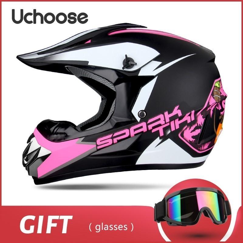 Free Gift Kids Protective Helmet Motocross Motorcycle Moto Bike Full Face Helmet Adult Women Racing Sports Off-road Scooter ATV