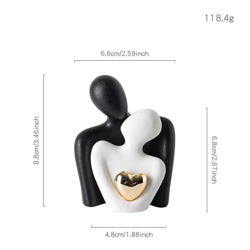 Nordic Abstract Couple Statue Simple Character Sculpture Couple Hug Art Decoration Ceramic Crafts Ornaments