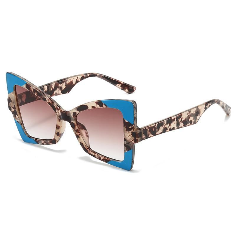 Retro Leopard Print Gradient Cat Eye Women Sunglasses Brand Color Contrast Frame Design Punk Style Men Sun Glasses Uv400