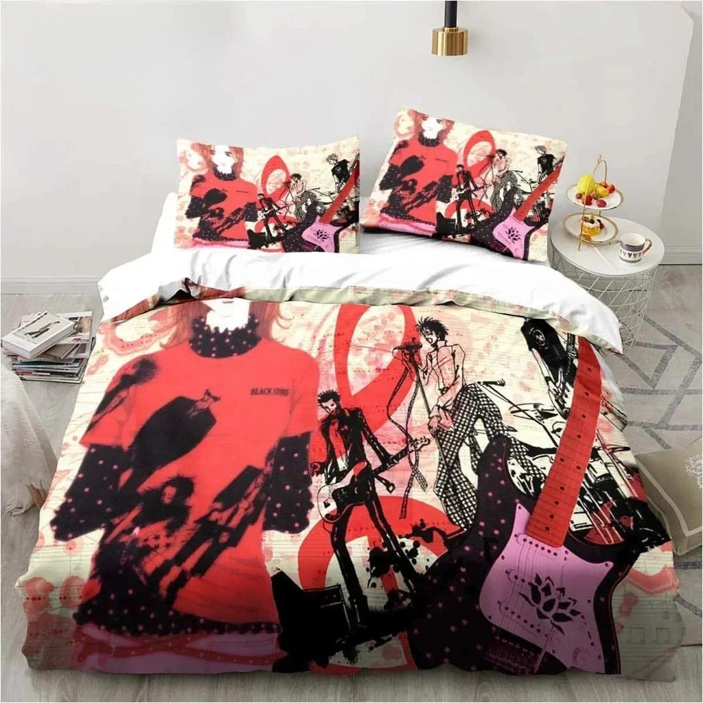 3D Print Cartoons Black Stone NANA Manga Bedding Set Printed With Pillowcase Duvet Cover Soft Queen King Size Bedclothes Home