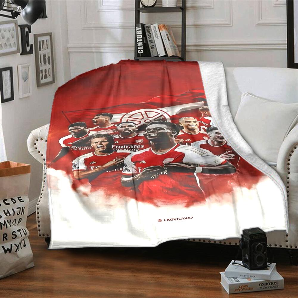 Coperte con stemma dell'Arsenal Football Club in flanella stampata, traspiranti, calde, da divano per casa, ufficio, copriletti 0708a25