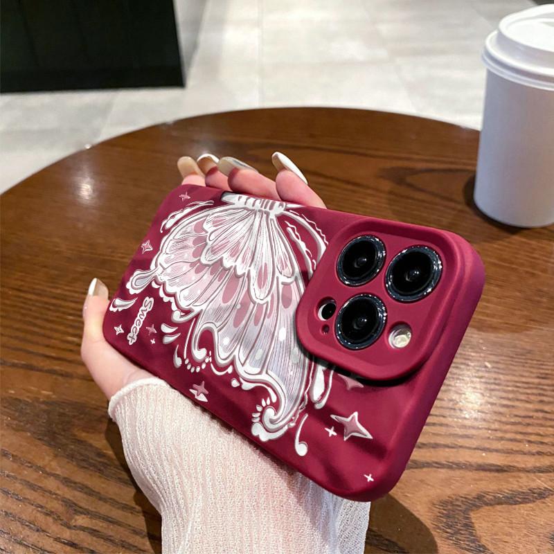 Surface Wrinkles and Unevenness Phone Shell Butterfly Wing Printed Protective Matte TPU Cover Soft Silicone Case