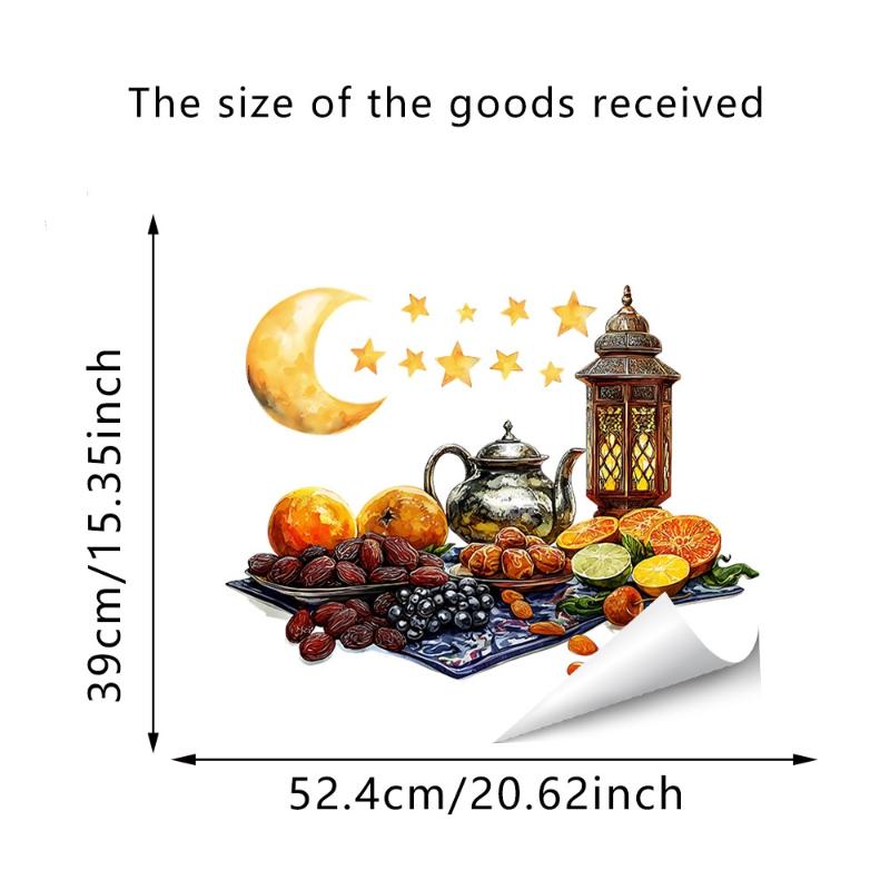 Ramadan Kareem Wall Stickers Colorful Lantern Moon Star Window Decal Ramadan Decoration 2026 Eid Mubarak Muslim Party Decor