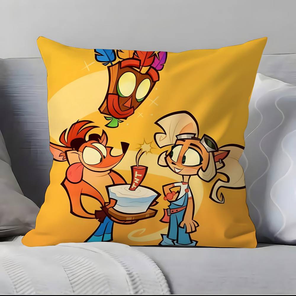Game Cartoon Crashs B-B-Bandicoot Pillow Case Pillowcase Soft Skin Friendly & Comfortable With A Hidden Zipper