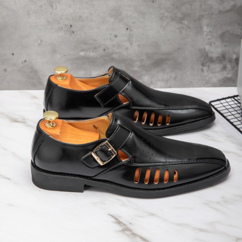 New Outdoor Men's Solid Color Breathable Hollowed-Out Design Summer Sandals Classic High-Quality Buckle Lightweight Walking shoe
