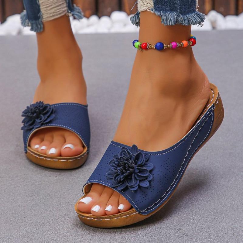 Women's Sandals Soft Heels Sandals Summer 2026 Casual Wedges Heeled Shoes Women Elegant Low Platform Sandals Slippers