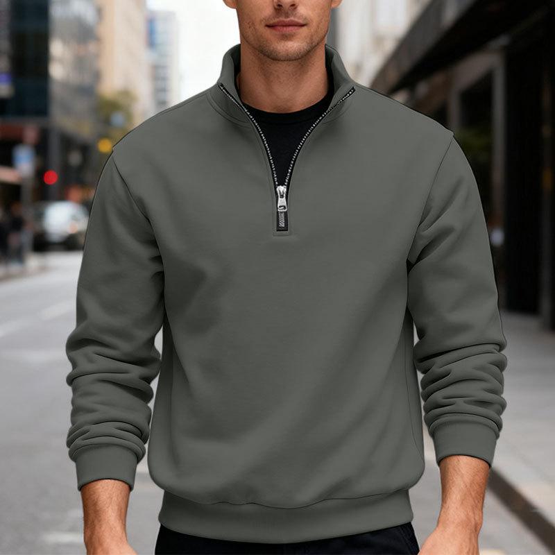 Autumn/Winter New Arrival Men's Fleece Sweatshirt Oversized Fit, Heavyweight Stand Collar Zip-Up Hooded Sweatshirt