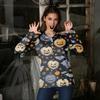 Women's Casual Fashion Sexy Comfort Halloween Printed V-Neck Button Long Sleeve