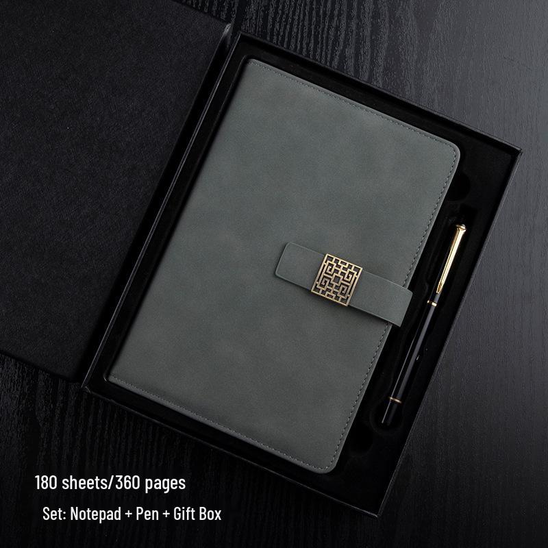 A5 PU Leather Buckle Notebook - Business Office Meeting Record Book (Custom Logo Available)