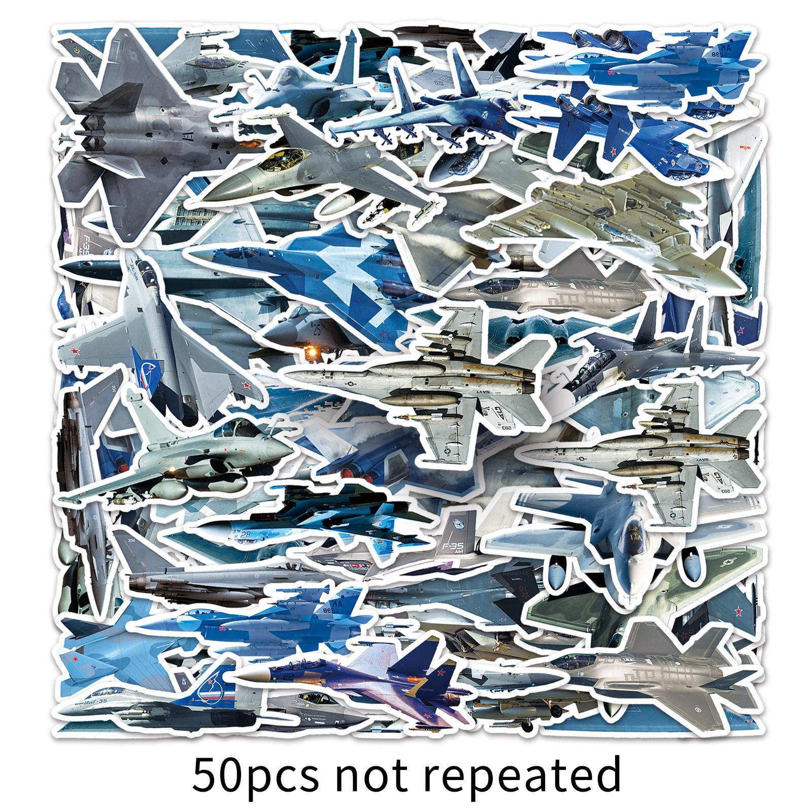 

50pcs Creative Fighter Jet Stickers for DIY Airplane Decor: Perfect for Water Bottles, Journals, or Notebooks