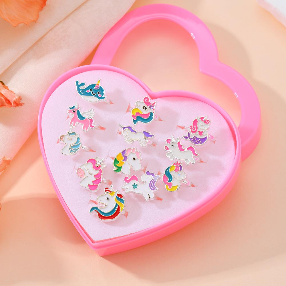 Inel Deschis din Aliaj de Zinc Cutie Cadou 12 Piese – Stil Dulce & Cool, Ideal pentru Zile de Naștere sau Suveniruri