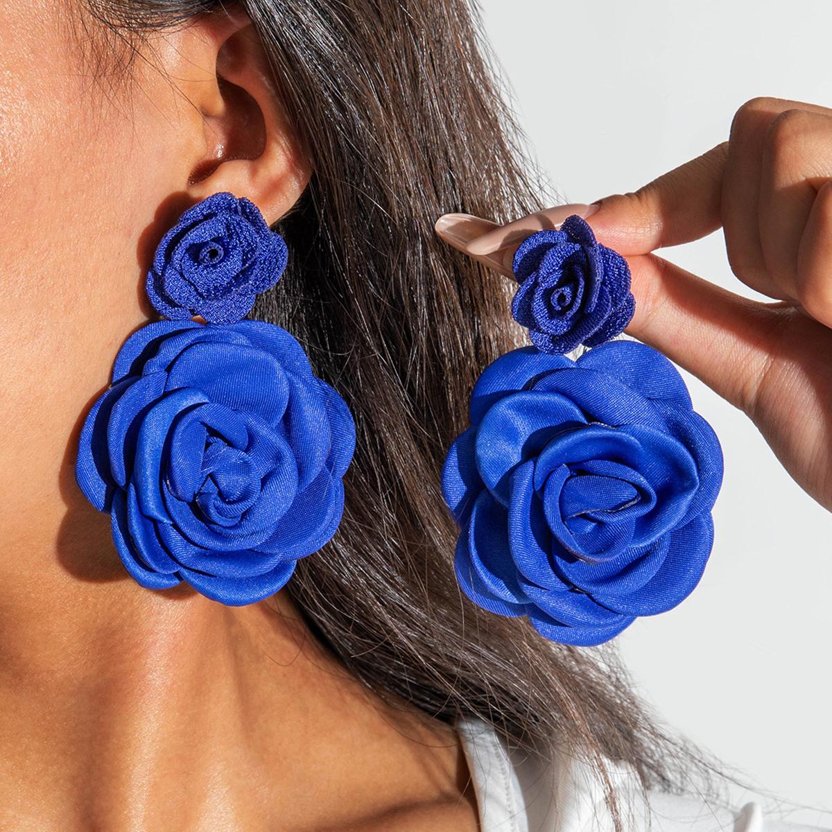 

2 шт. европейские модные полихромные имитационные 3D-цветочные висячие серьги-гвоздики для женщин и девочек, свежие большие цветочные праздничные украшения для вечеринок