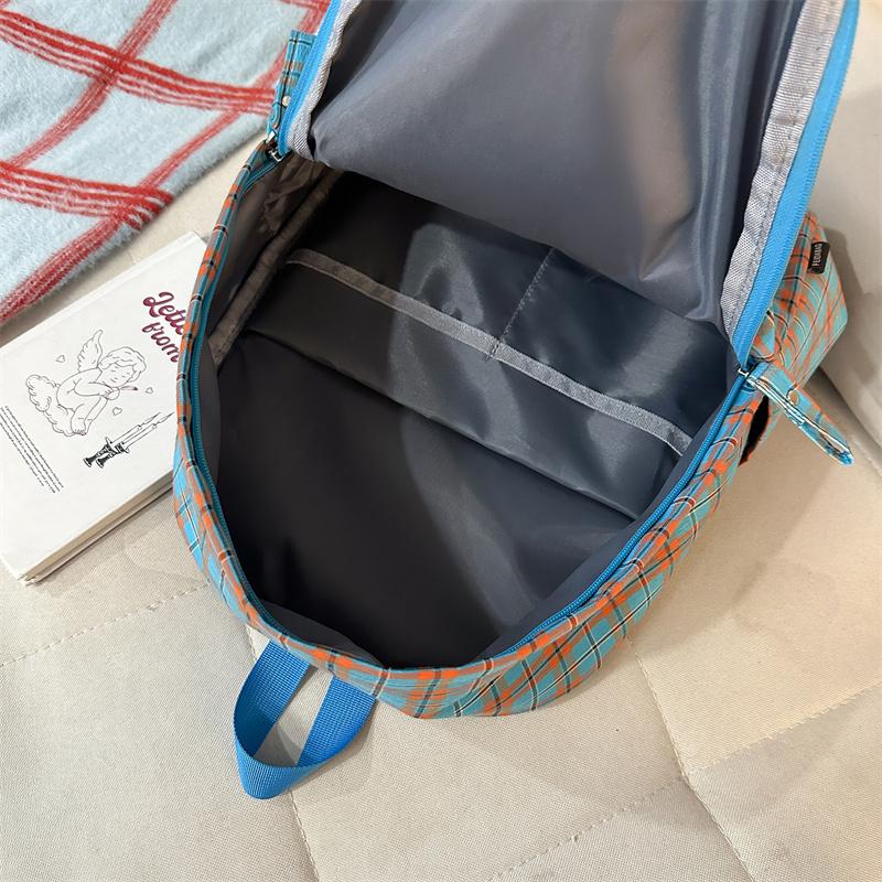 Vintage Plaid Student Schoolbag Women's Large Capacity College Style Backpack