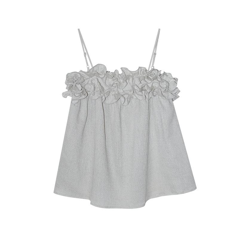Summer Korean Gentle Heavy Industry Lace Sleeveless Vest Suspender Outer Top S