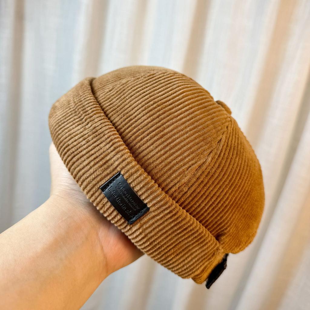 Corduroy Melon Skin Hat for Men and Women Japanese Style Fashionable and Versatile Landlord Hat Autumn and Winter Ruffian Hip Hop Sailor Hat