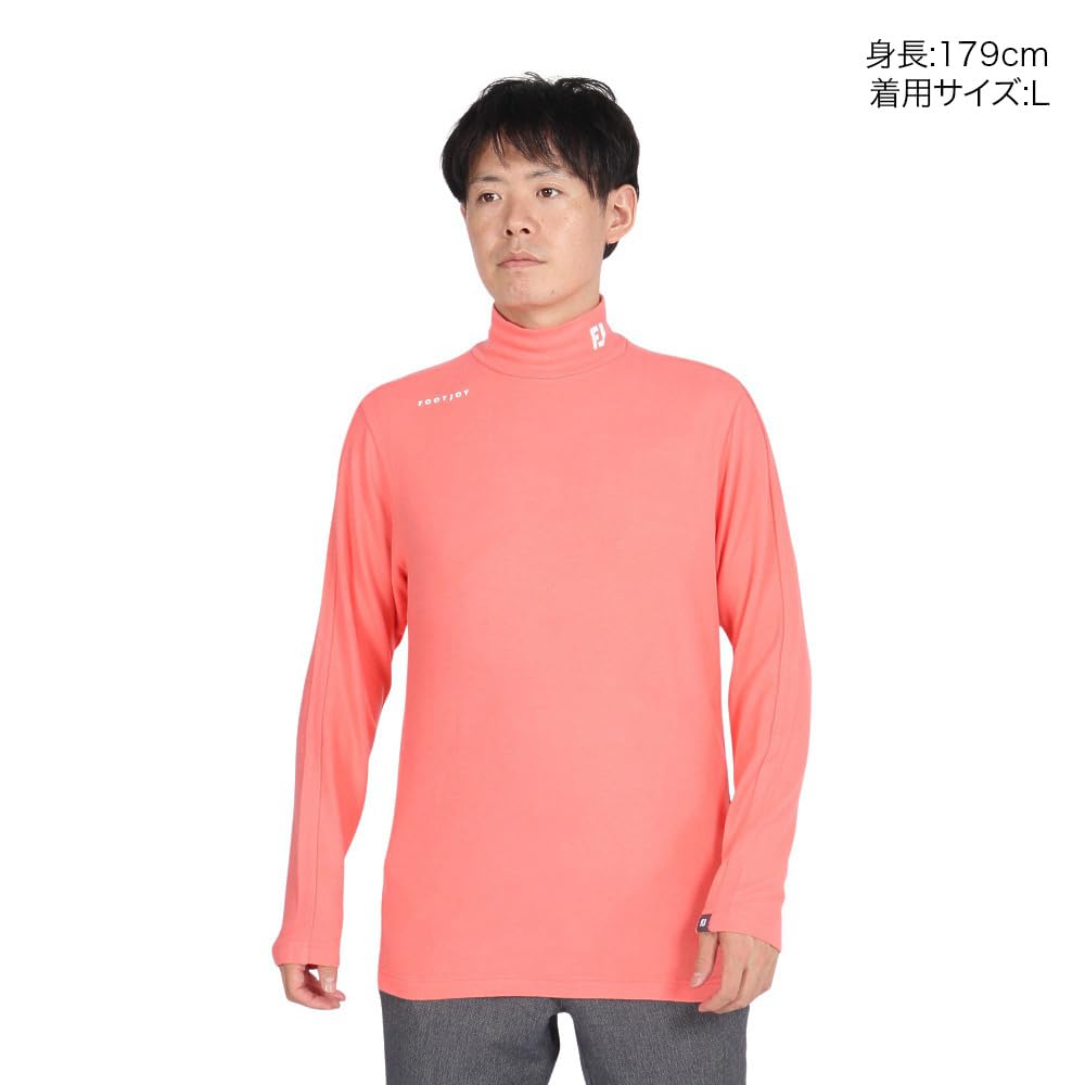 FootJoy Men's Brushed Stretch Long Sleeve Mock Neck Shirt, Sugar Coral, XXL, FJ-F24-S08, 32193-XXL
