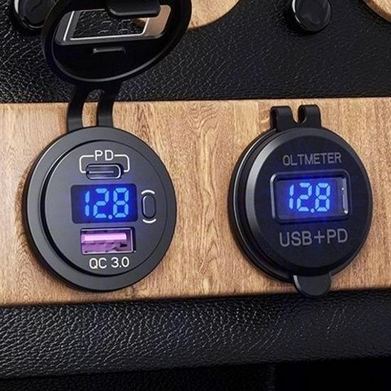 Car and Motorcycle USB Interface Waterproof Charger with 40W PD Fast Charge