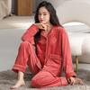 Kadın 2 Parça Pijama Takımı Uzun Kollu Üst & Pantolon Yumuşak Sıcak Pijama Günlük Ev Giyim Sonbahar Kış Gecelik Kadınlar İçin