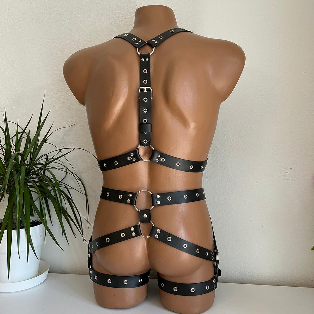 Mens Leather Lingerie Harness Men Bondages Full Body Jockstraps for Men Pants and Leather Top Chest Men's Harness Gay Harness