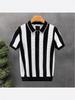 Men's Vintage Openwork Knit Half-Zip Polo Shirt, Short Sleeve, Trendy Royal Blue