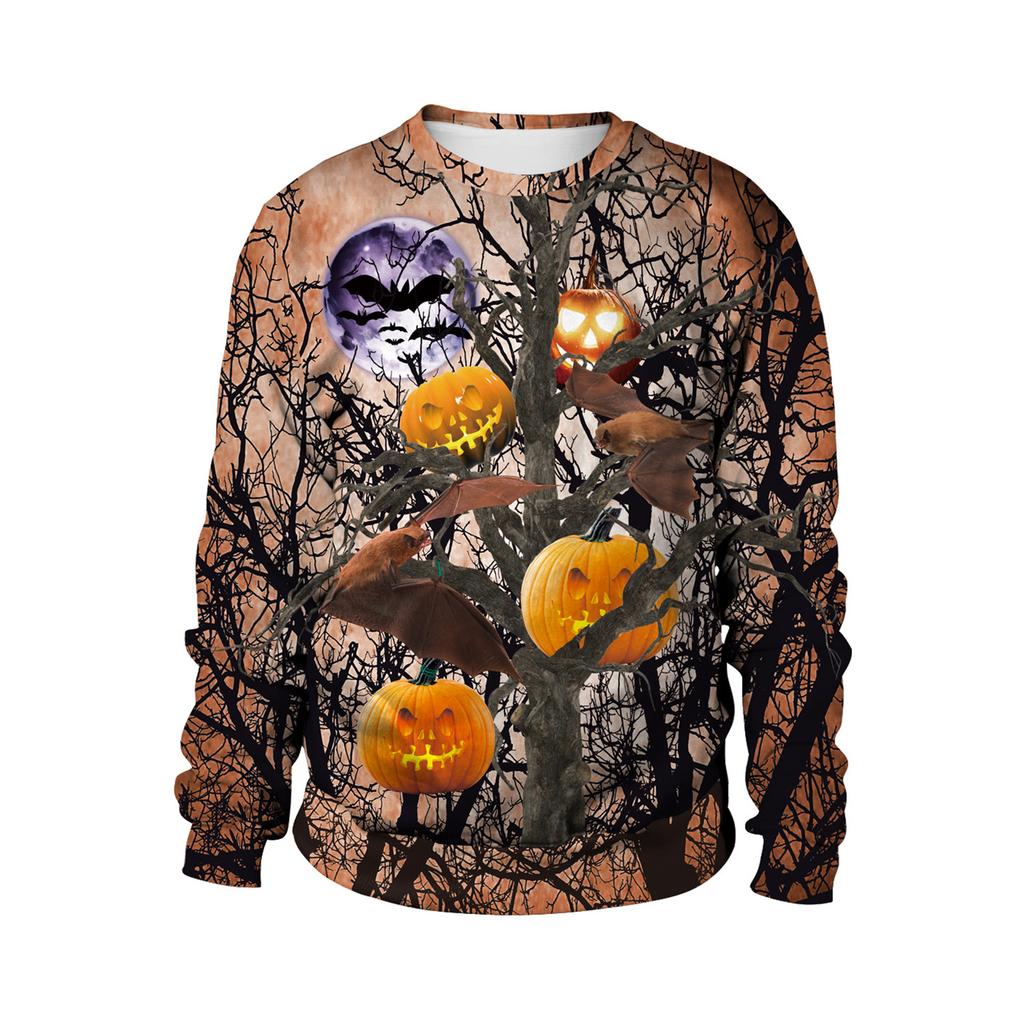 Hot-selling Halloween Series Digital Printing Loose Couple Long-sleeved Crew Neck Sweater