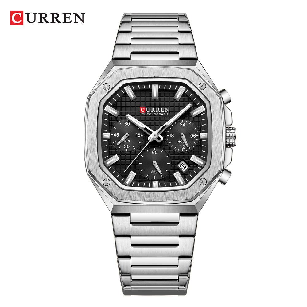 CURREN Men's Six-Hand Steel Band Business Watch with Calendar - Model 8459