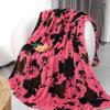 Soft Flannel Cow Print Throw Blanket Pink Black Cow Pattern Warm Lightweight Blanket for Sofa Bed Home Decoration