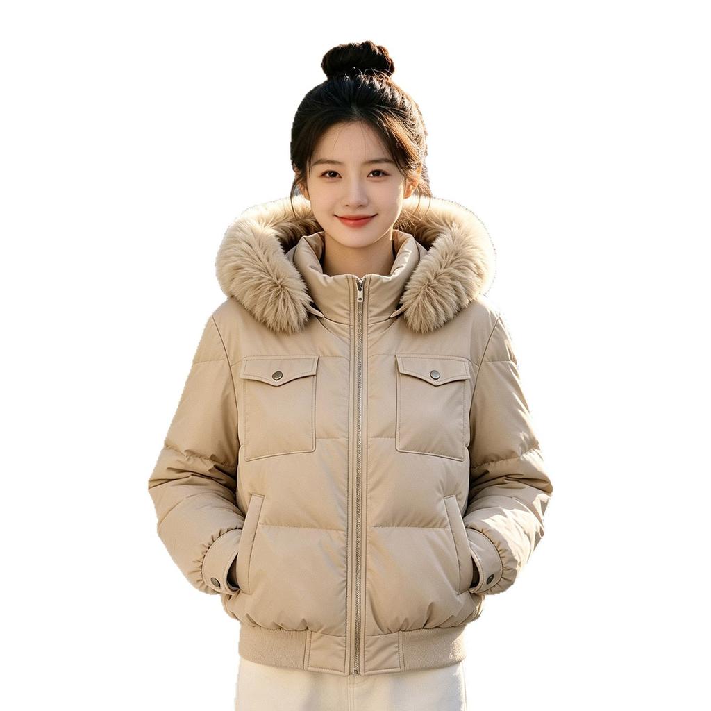 High-end thickened winter cotton-padded clothes women's short design sense hooded annual cotton-padded jacket new big fur collar jacket
