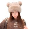 Autumn and winter cute bear ear hat women's face small warm ear protection knitted hat simple wool hat
