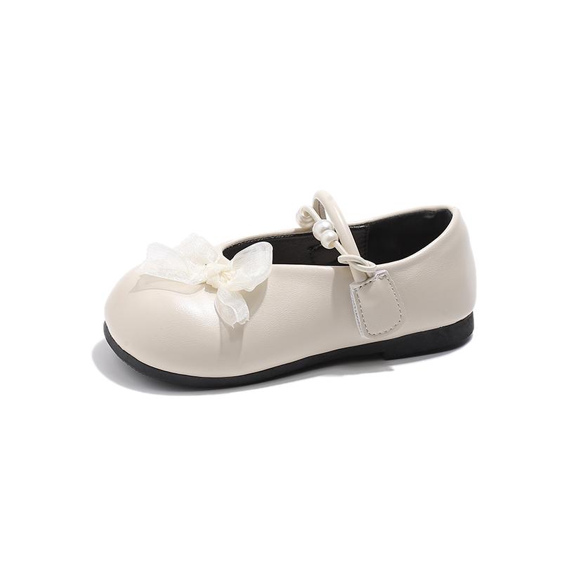 

New Girl Princess Leather Shoes Soft Elegant Fashion Lace Bowknot Kid Shoes 26 бежевый