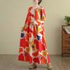 DIMANAF Nuovo 2025 Donna Taglie Forti Primavera Abito Lungo Morbido Base Vintage Oversize Manica Lunga Maxi Floreale