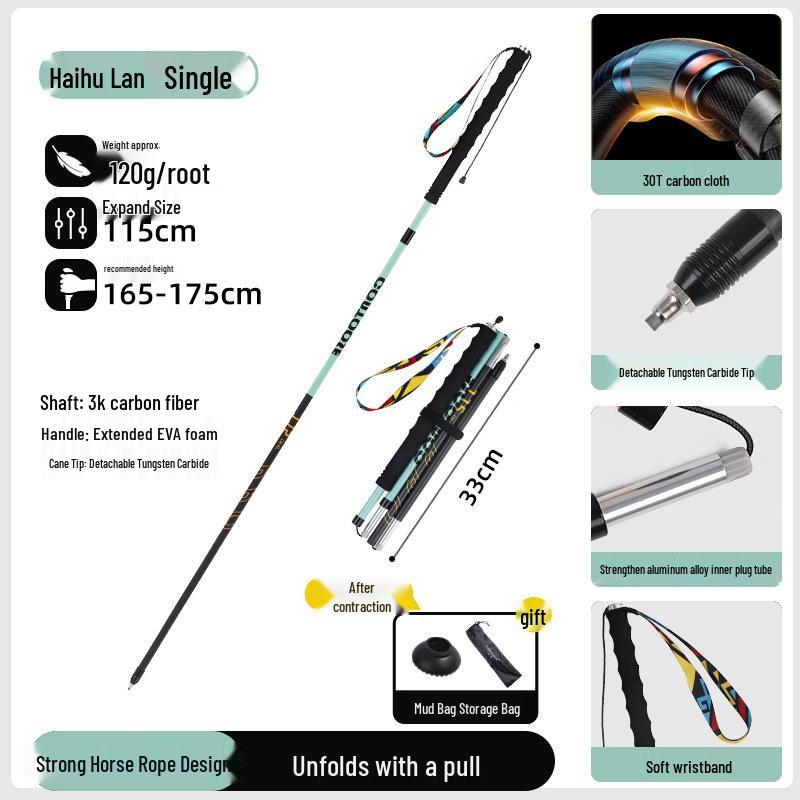 Kuangtu Ultra-Light 3K Carbon Fiber Folding Trekking Poles for Hiking