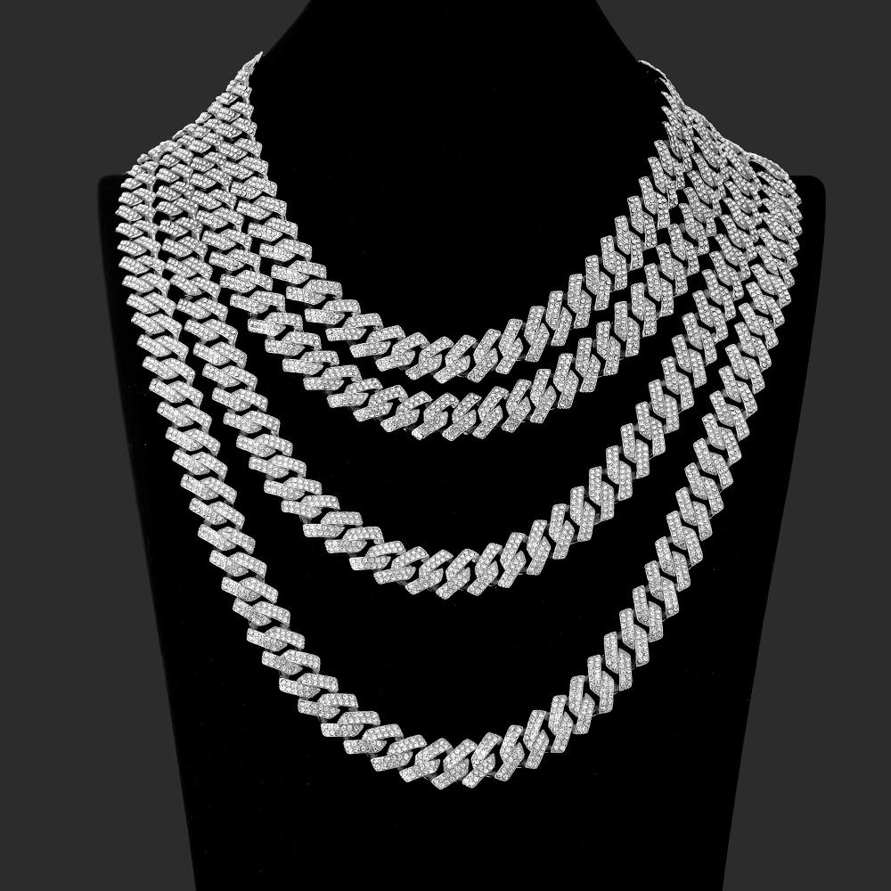 Prong 16mm Cuban Chain Micro Pave Cubic Zircon Mixed Luxury Bling Bling Full Iced Out Charms Hiphop Jewelry