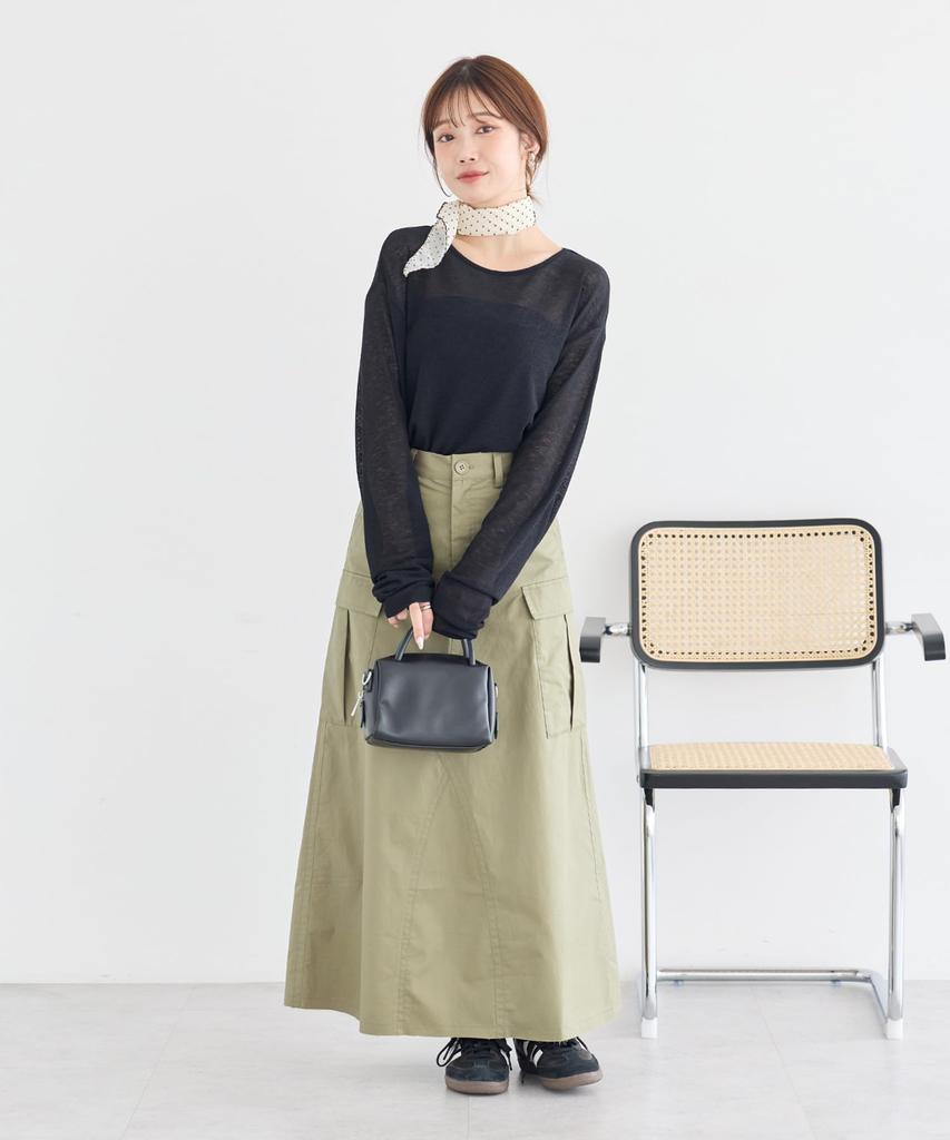 Remake Size F Military-style Skirt, Khaki,