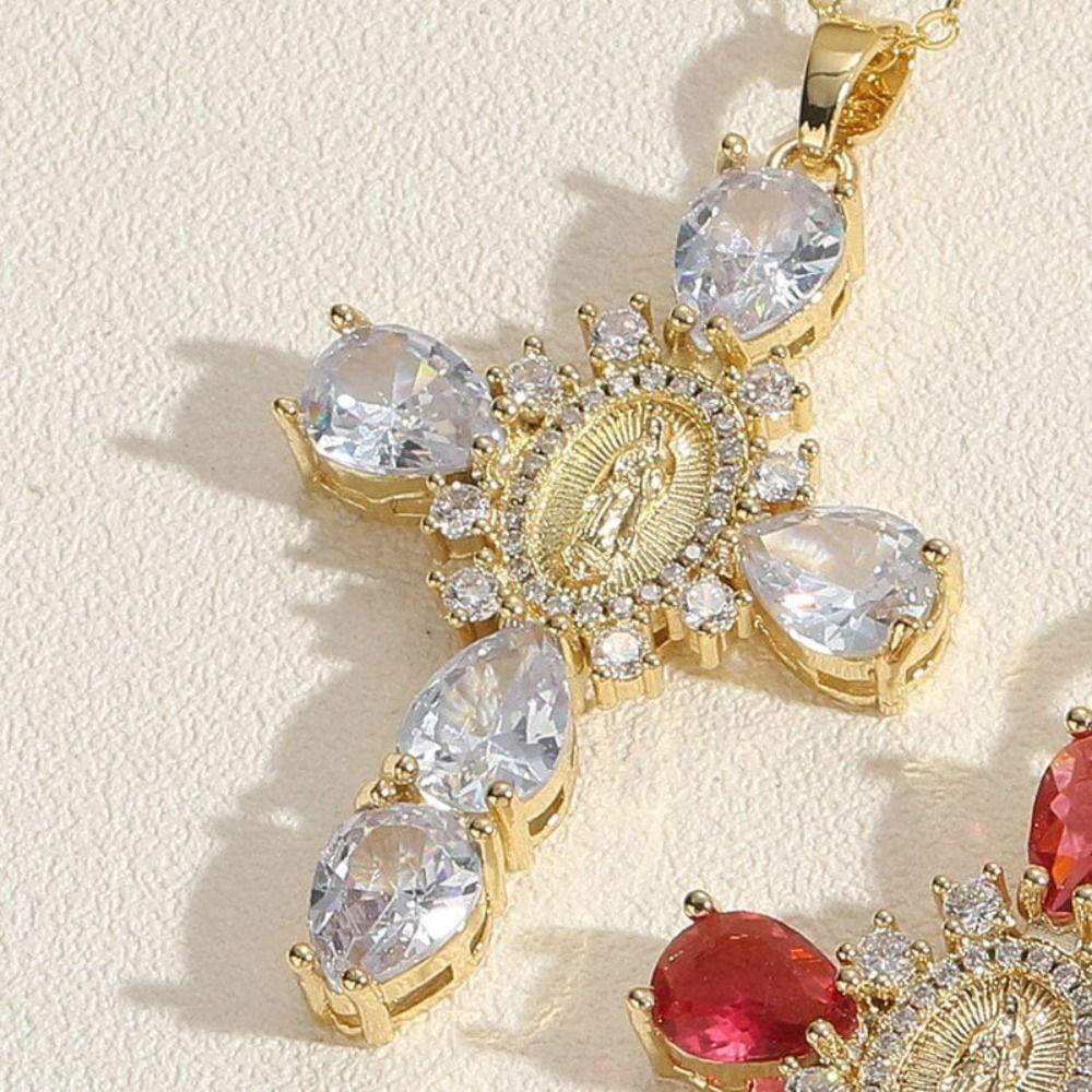 Valentinstagsgeschenk O-Kette Halskette Partyzubehör Kette Choker Neuer Zirkon Kreuzanhänger