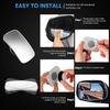 BBTO Blind Spot Car Mirror 4 Pack 360 Degree Glass Traffic Safety Rearview Mirror Rectangle Convex Spot Frameless Adjustable Self Adhesive Angle For