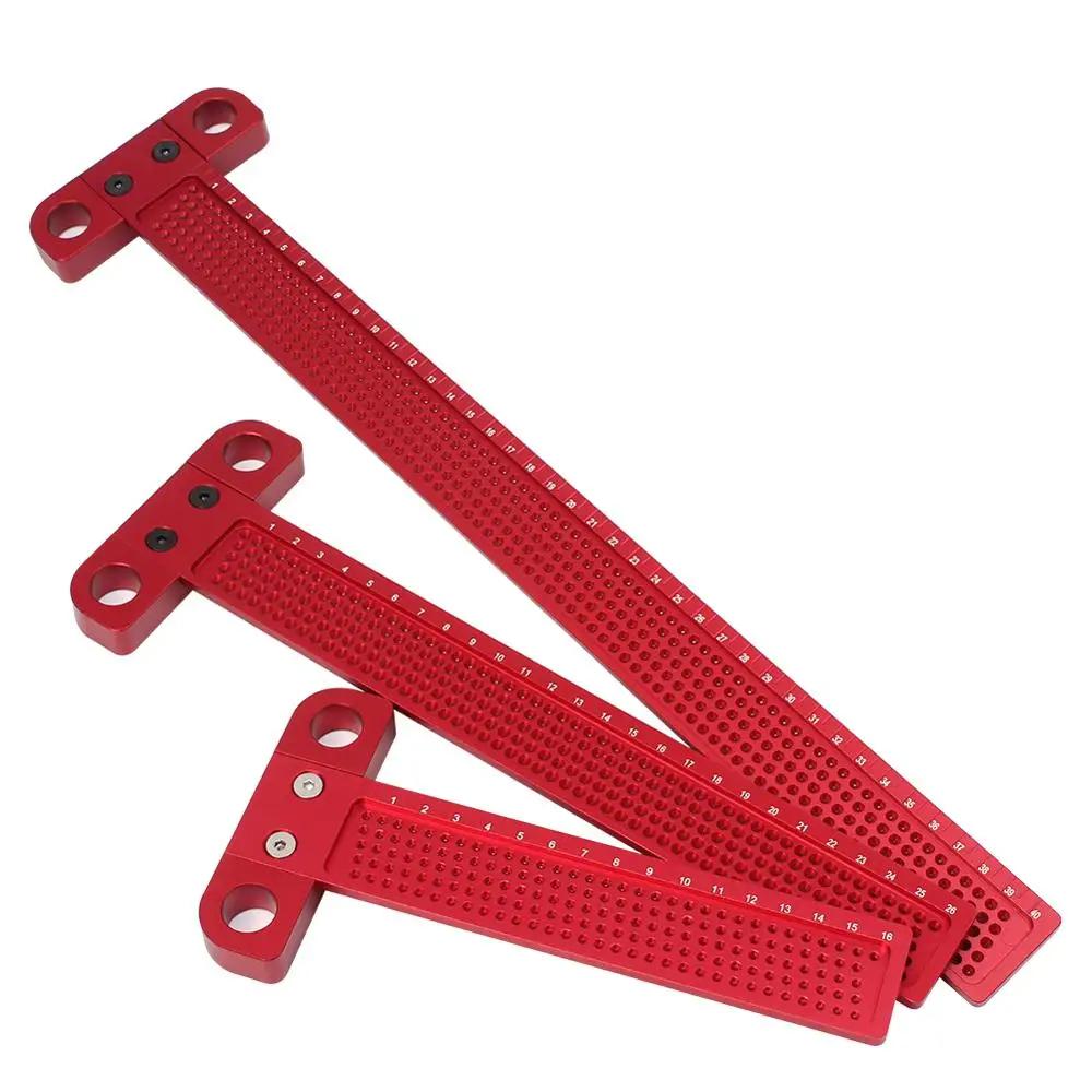 Woodworking Scribe 60-400mm T-type Ruler Hole Scribing Ruler Aluminum Alloy Line Drawing Marking Gauge DIY Measuring Tools