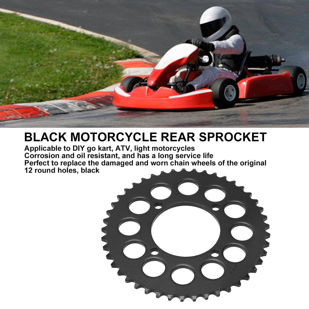 420 45T Motorcycle Rear Sprocket Steel Black 12 Round Holes Chain Sprocket Cog for Karts ATV